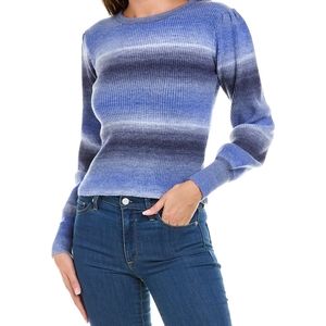 🌶REDUCED LEA & VIOLA puff sleeve wool blend sweater in multi blue black gray